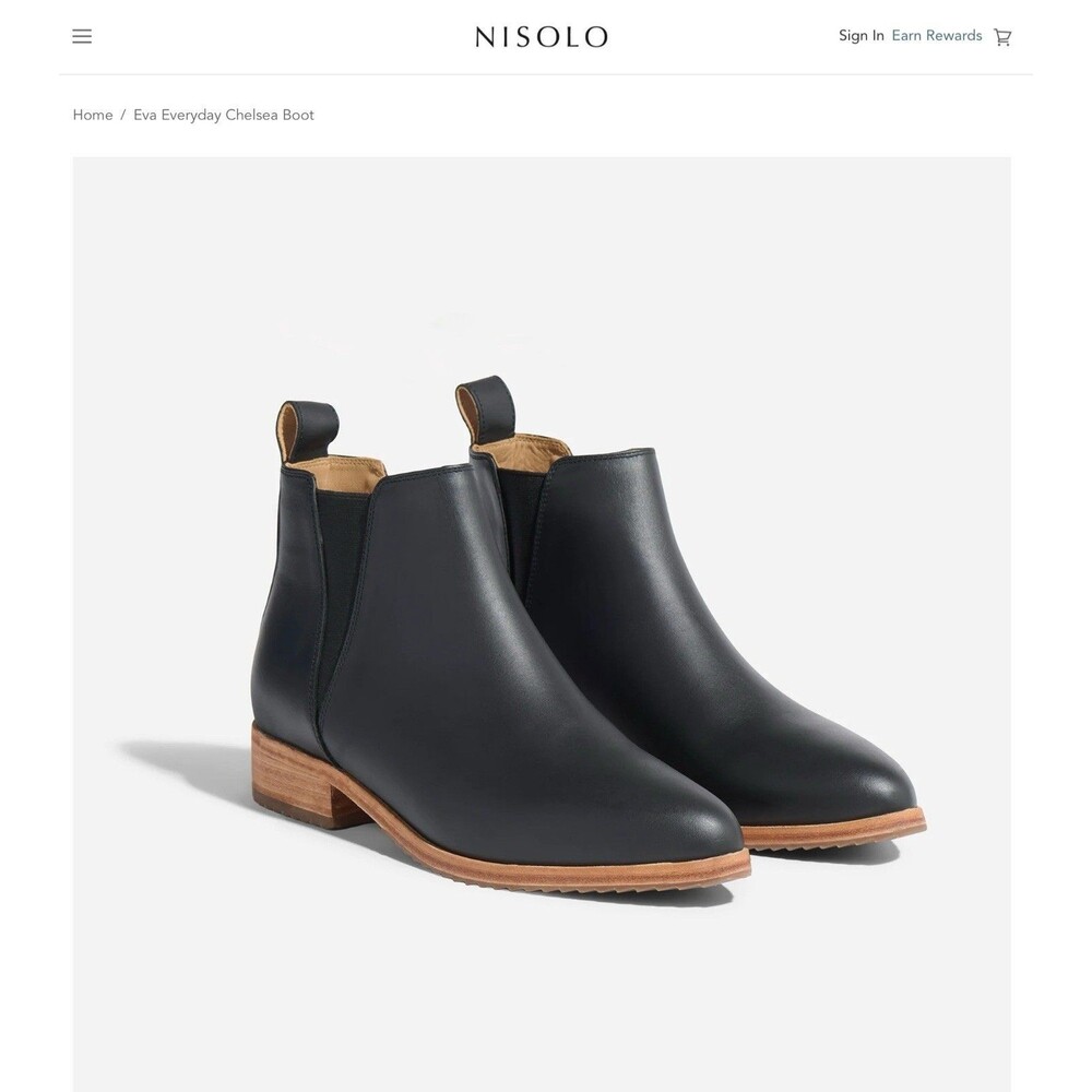 New Nisolo Eva Everyday Chelsea Black Leather Boots Women’s US Size 7